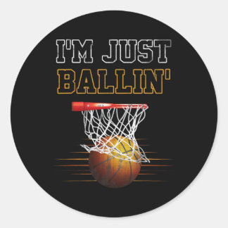 Basketball Ich bin nur Ballin'Coach Team Prou Runder Aufkleber