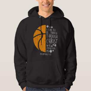 Basketball ich kann Dinge Bibelvers Gott Jesus Hoodie