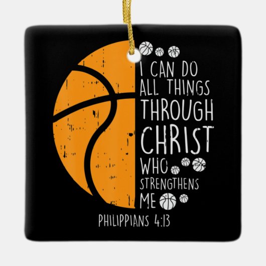 Basketball Ich kann Dinge tun Bibel Verse Gott Jes Keramikornament (Vorderseite)