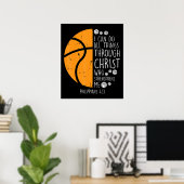 Basketball Ich kann Dinge tun Bibel Verse Gott Jes Poster (Heimbüro)