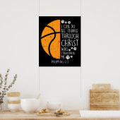 Basketball Ich kann Dinge tun Bibel Verse Gott Jes Poster (Küche)