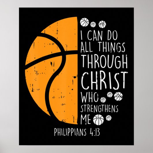 Basketball Ich kann Dinge tun Bibel Verse Gott Jes Poster (Vorne)