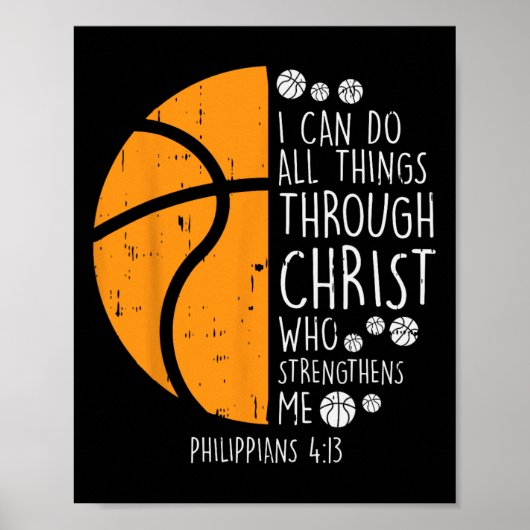 Basketball Ich kann Dinge tun Bibel Verse Gott Jes Poster (Vorne)