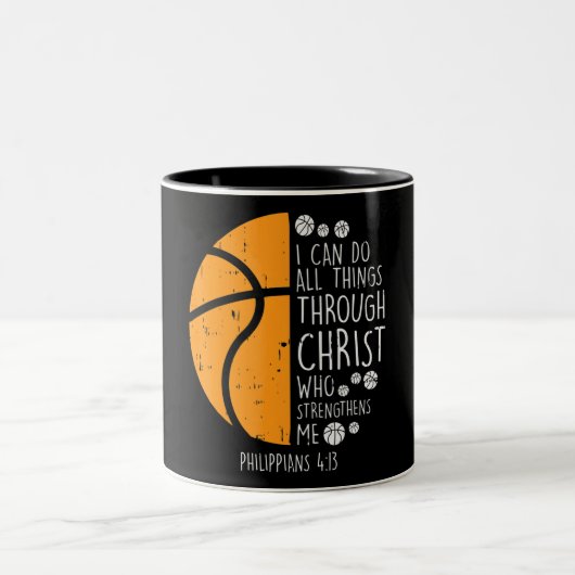 Basketball Ich kann Dinge tun Bibel Verse Gott Jes Zweifarbige Tasse (Mittel)