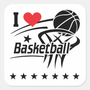Basketball, ich Liebe Basketball Quadratischer Aufkleber