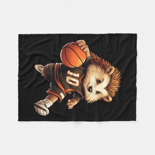 Basketball-Igel Fleecedecke (Vorderseite (Horizontal))