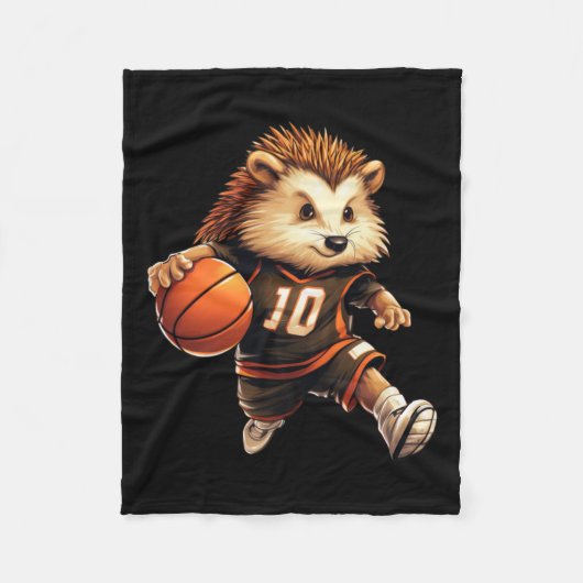 Basketball-Igel Fleecedecke (Vorderseite)