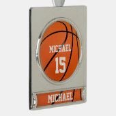 Basketball Ihr Name Banner-Ornament Silber (Rechts)
