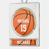 Basketball Ihr Name Banner-Ornament Silber (Links)