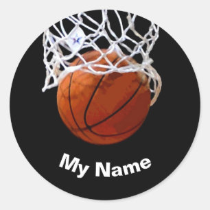 Basketball Ihr Name Benutzerdefiniert Runder Aufkleber