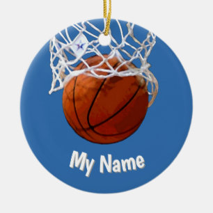 Basketball Ihr Name Benutzerdefiniert Stahlblauer Keramik Ornament