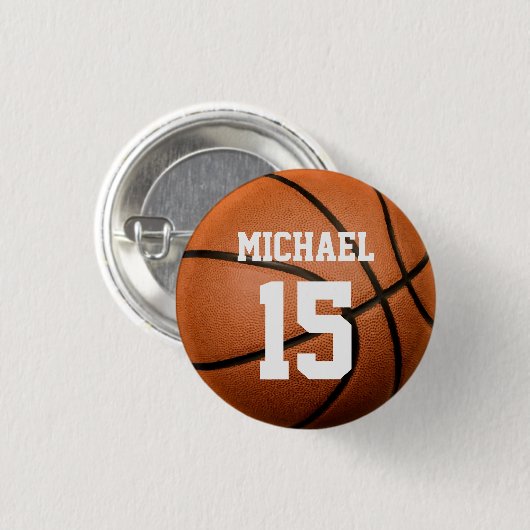 Basketball Ihr Name Button (Vorne & Hinten)