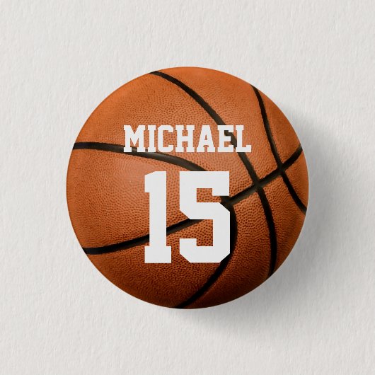 Basketball Ihr Name Button (Vorderseite)