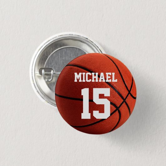 Basketball Ihr Name Button (Vorne & Hinten)