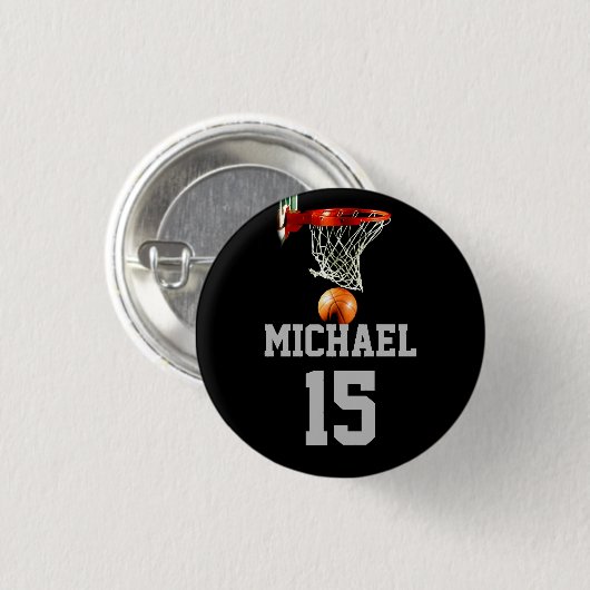 Basketball Ihr Name Button (Vorne & Hinten)