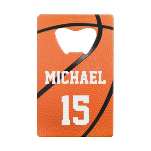 Basketball Ihr Name Geldbeutel Flaschenöffner (Vorderseite)