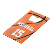 Basketball Ihr Name Geldbeutel Flaschenöffner (Vorderseite Schrägansicht)