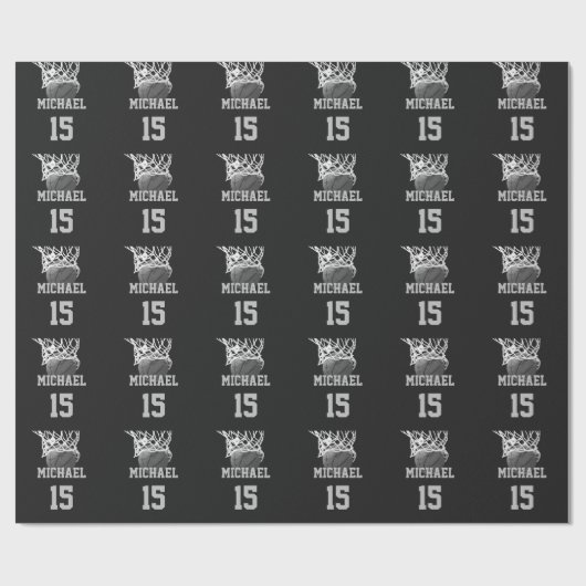 Basketball Ihr Name Geschenkpapier (Flach)