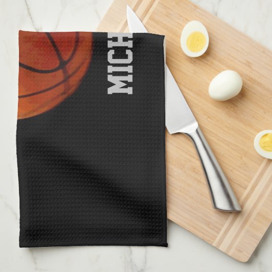 Basketball Ihr Name Geschirrtuch (Viertel Falte)