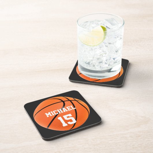 Basketball Ihr Name Getränkeuntersetzer (Rechte Seite)