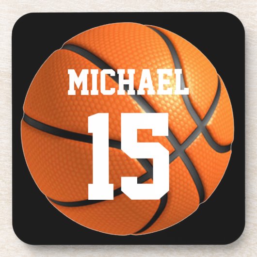 Basketball Ihr Name Getränkeuntersetzer (Vorderseite)
