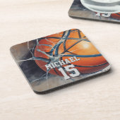 Basketball Ihr Name Getränkeuntersetzer (Linke Seite)