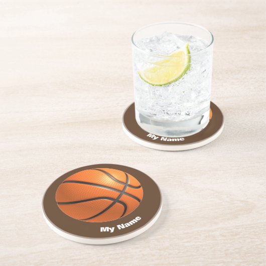 Basketball Ihr Name Getränkeuntersetzer (Seite)