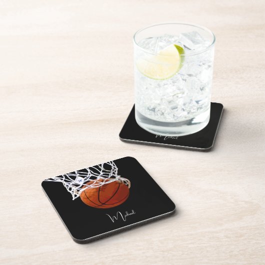 Basketball Ihr Name Getränkeuntersetzer (Rechte Seite)