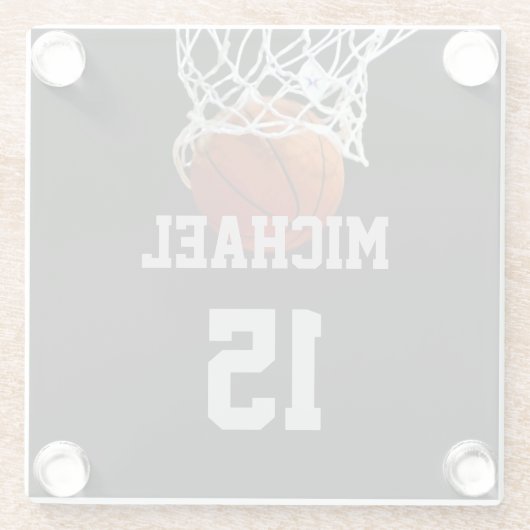 Basketball Ihr Name Glasuntersetzer (Rückseite)