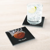 Basketball Ihr Name Glasuntersetzer (Schrägansicht)