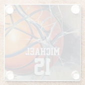 Basketball Ihr Name Glasuntersetzer (Rückseite)