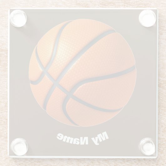 Basketball Ihr Name Glasuntersetzer (Rückseite)