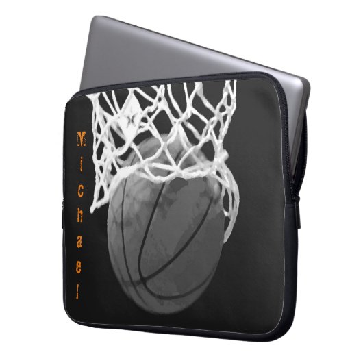 Basketball Ihr Name individuell einstellbar Laptopschutzhülle (Vorderseite Links)