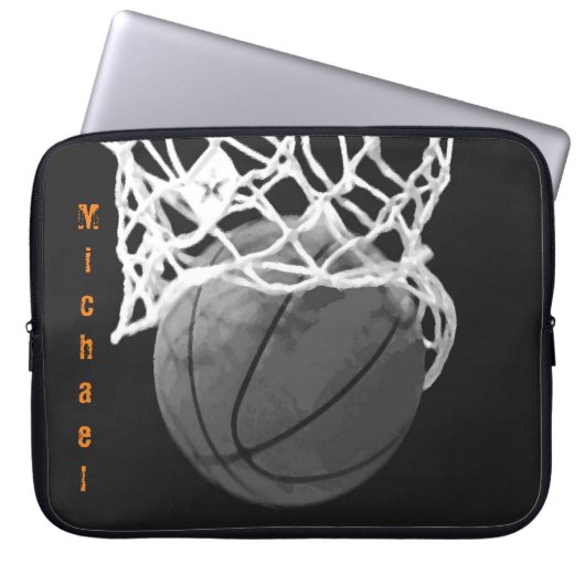 Basketball Ihr Name individuell einstellbar Laptopschutzhülle (Vorderseite)