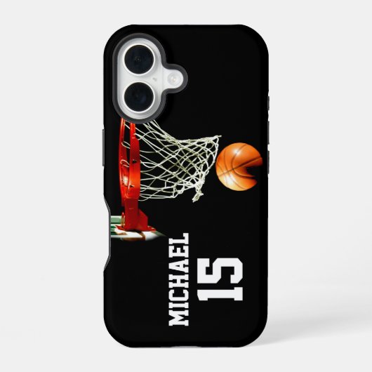 Basketball Ihr Name iPhone 16 Hülle (Rückseite)