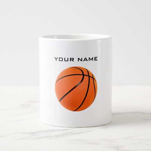 Basketball Ihr Name Jumbo-Tasse (Vorderseite)