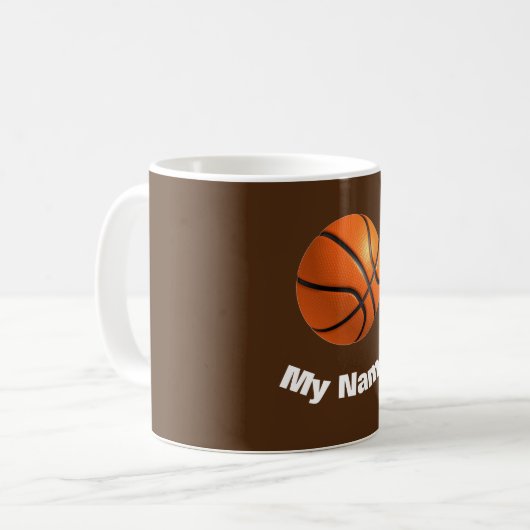 Basketball Ihr Name Kaffeetasse (Vorderseite Links)