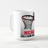 Basketball Ihr Name Kaffeetasse (Vorderseite Links)