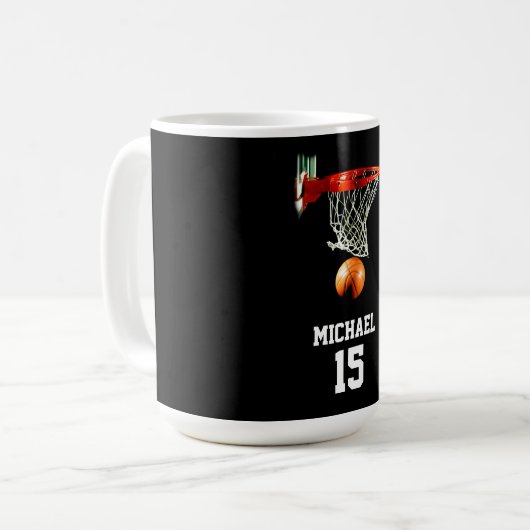 Basketball Ihr Name Kaffeetasse (Vorderseite Links)
