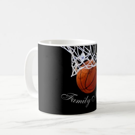 Basketball Ihr Name Kalligrafie-Skript Kaffeetasse (Vorderseite Links)