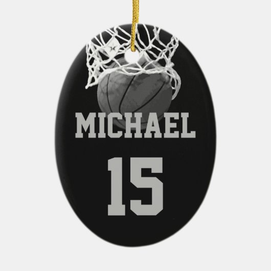 Basketball Ihr Name Keramik Ornament (Vorne)