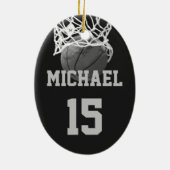 Basketball Ihr Name Keramik Ornament (Hinten)
