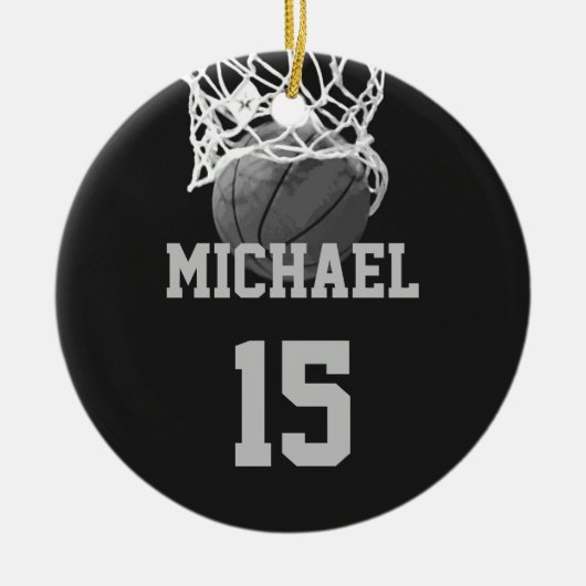 Basketball Ihr Name Keramik Ornament (Vorne)