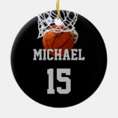 Basketball Ihr Name Keramik Ornament (Hinten)