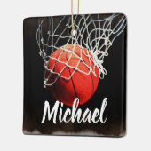 Basketball Ihr Name Keramikornament (Links)