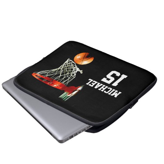 Basketball Ihr Name Laptopschutzhülle (Vorne Knopf)