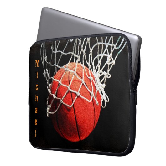 Basketball Ihr Name Laptopschutzhülle (Vorderseite Links)