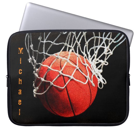 Basketball Ihr Name Laptopschutzhülle (Vorderseite)