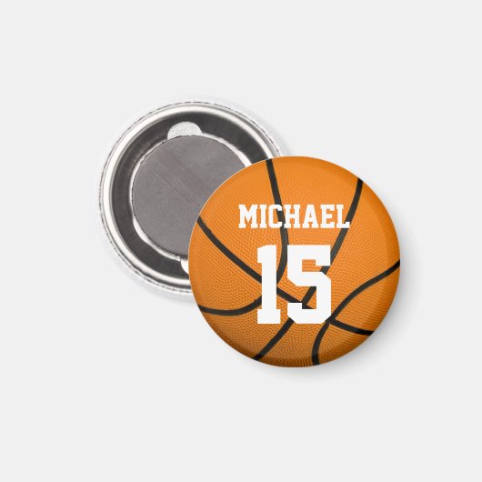 Basketball Ihr Name Magnet (Vorderseite/Rückseite)
