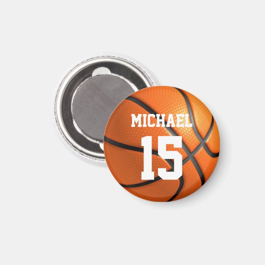 Basketball Ihr Name Magnet (Vorderseite/Rückseite)
